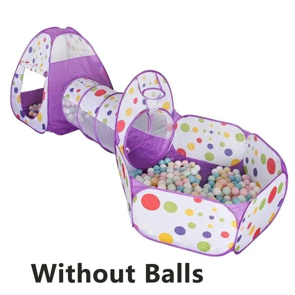 3-in-1 Kids Play Tent with Tunnel & Ball Pit — Foldable, Water-Resistant (Ages 3–6)