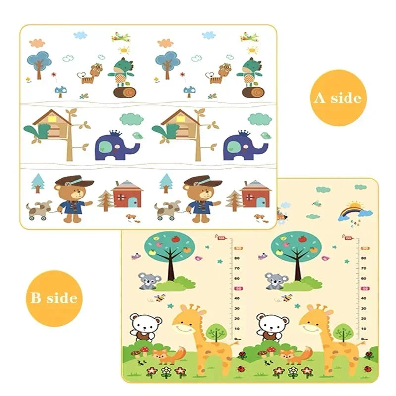 Double Sided Educational Baby Play Mat – Large Foldable Foam Activity Rug | 5 Sizes, Safe Crawling Carpet for Kids & Toddlers