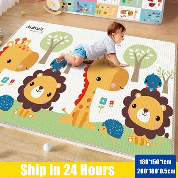 Double Sided Educational Baby Play Mat – Large Foldable Foam Activity Rug | 5 Sizes, Safe Crawling Carpet for Kids & Toddlers