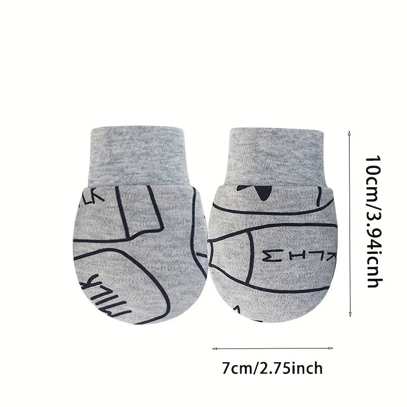 12pcs Baby Mittens for Girls Boys Cartoon Printed Protection Nice and Soft For Crawler