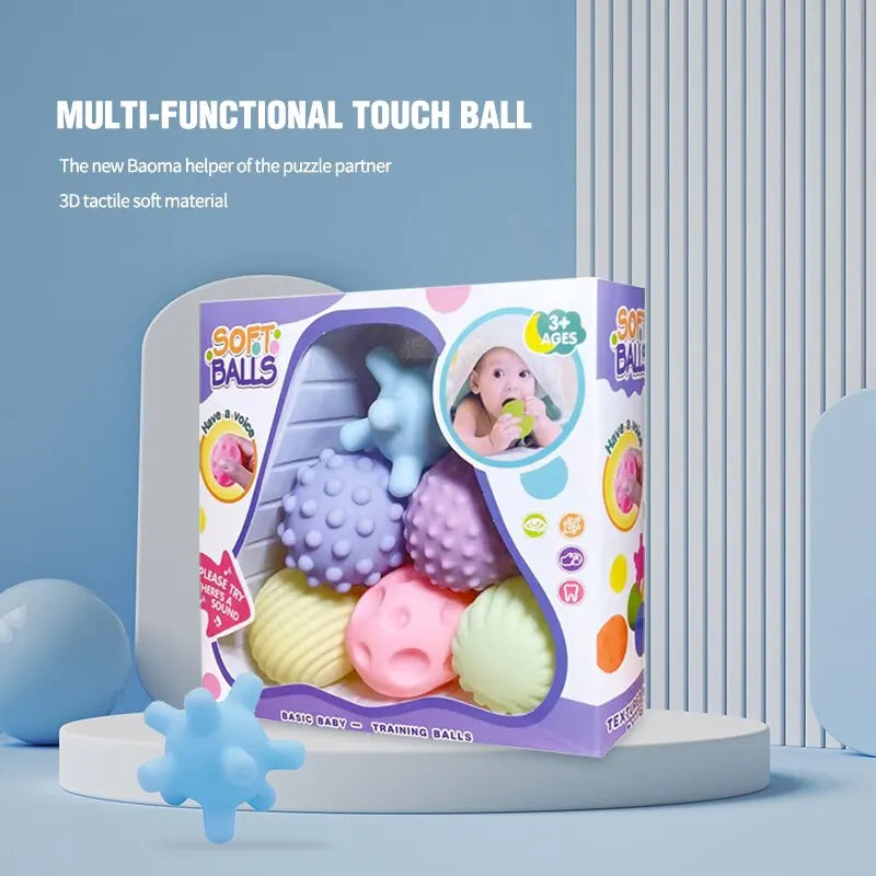 6 PCS Baby Toys Sensory Balls and Bath Time Set For Children