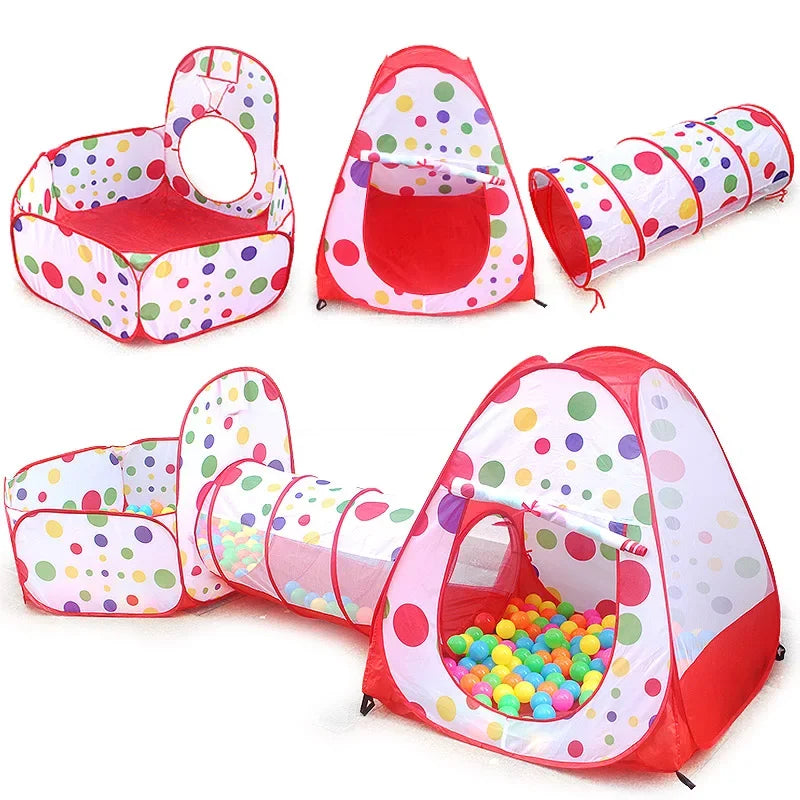 3-in-1 Kids Play Tent with Tunnel & Ball Pit — Foldable, Water-Resistant (Ages 3–6)