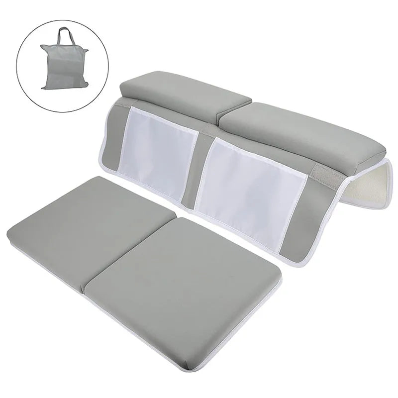 Bath Kneeler and Elbow Rest Pad Set 1.5" Thick Kneeler with Toy Organizer Anti-Slip Cozy Knee Arm Support Quick Dry Kneeling Pad