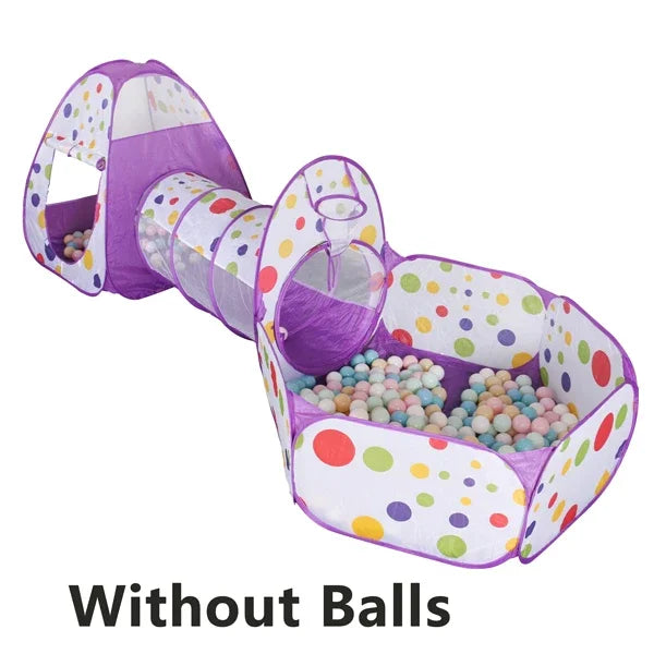 3-in-1 Kids Play Tent with Tunnel & Ball Pit — Foldable, Water-Resistant (Ages 3–6)