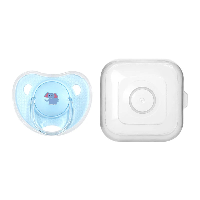 Premium Cartoon Silicone Baby Pacifier with Storage Box – Thumb Shape Soother for Newborns & Toddlers