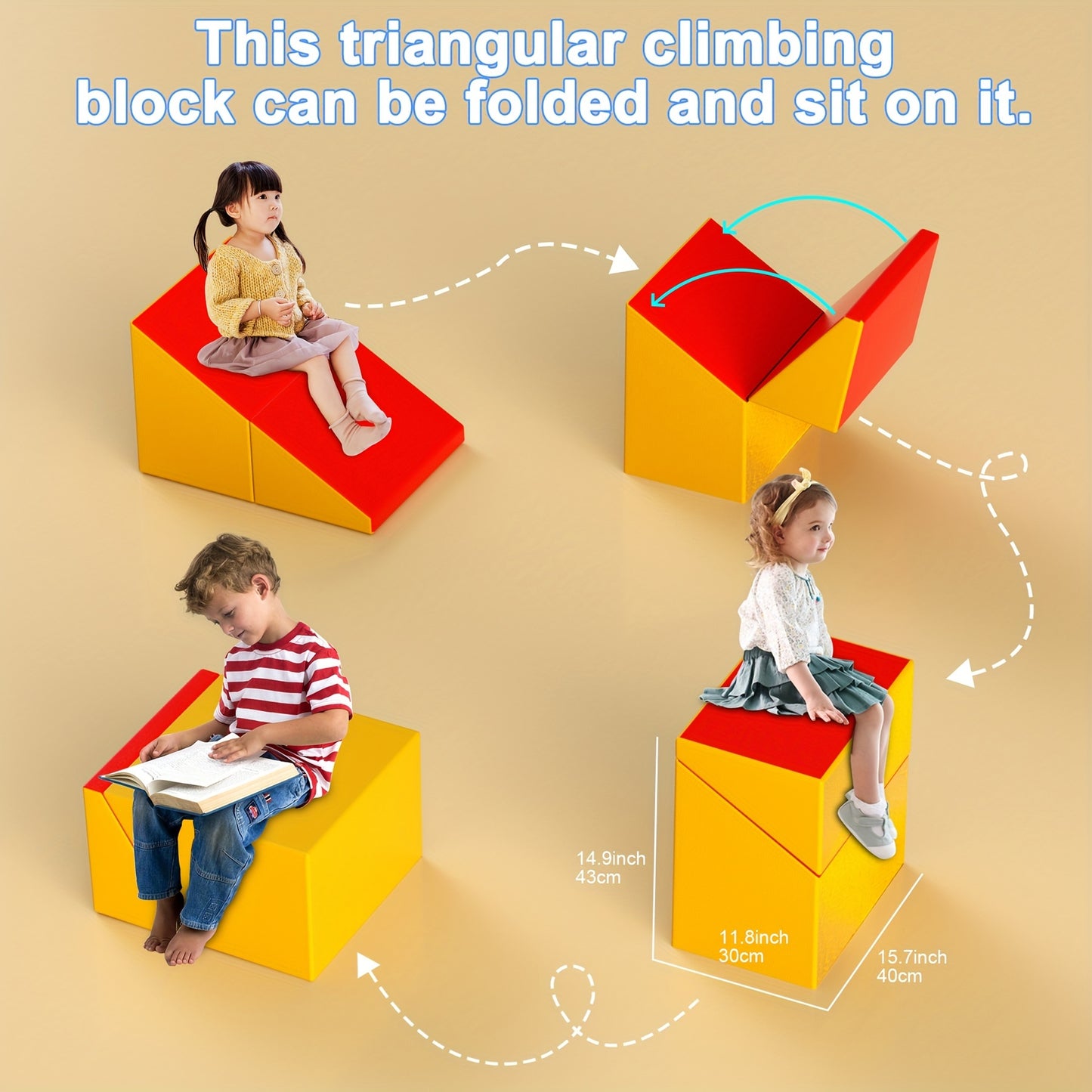 5-Piece Soft PU Leather Foam Climbing Blocks with Tunnel for Toddlers – Safe Indoor Play Set for Kids’ Rooms, Playrooms, Halloween,  Christmas Gifts
