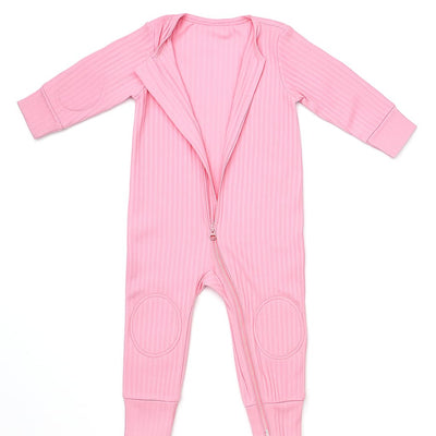 NurtureNauts Cotton Baby Romper – Double Zipper, Safety Pads, Light Pastel Purple (12–18 Months)