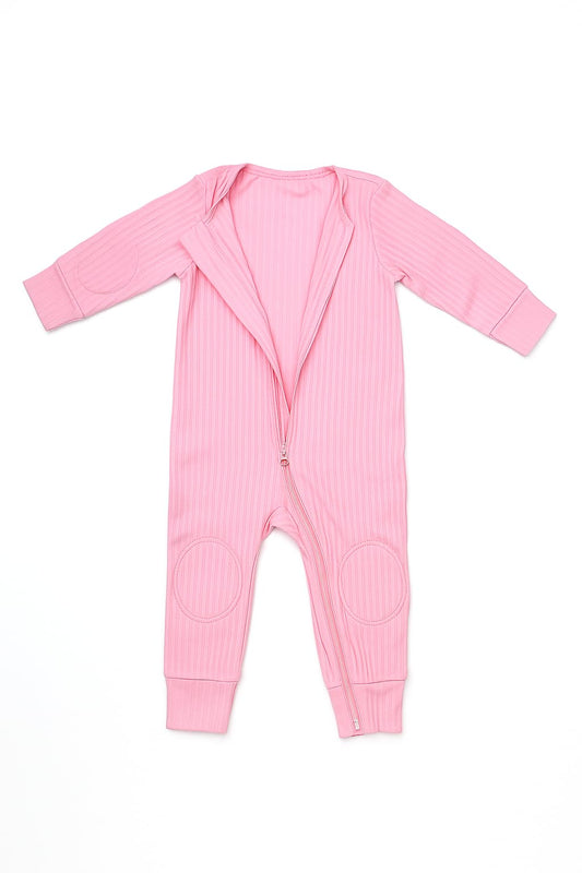 NurtureNauts Cotton Baby Romper – Double Zipper, Safety Pads, Light Pastel Purple (12–18 Months)