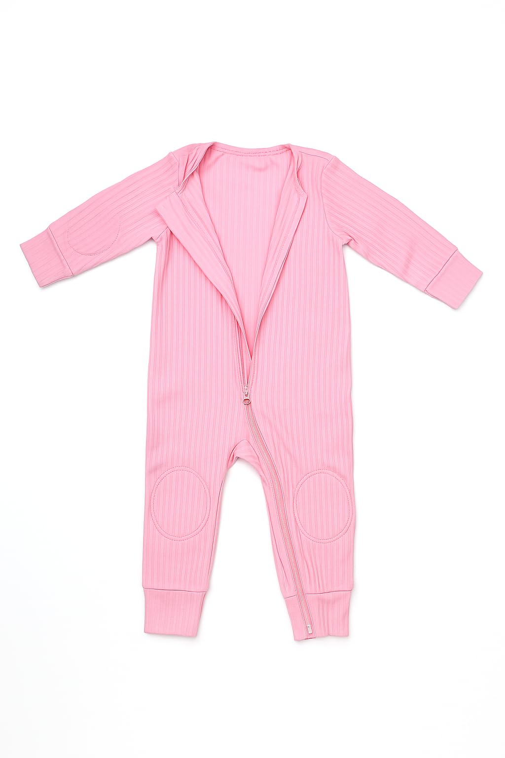 NurtureNauts Cotton Baby Romper – Double Zipper, Safety Pads, Light Pastel Purple (9-12 Months)
