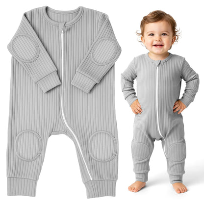 NurtureNauts lightweight rayon blend padded baby romper in Heather Grey