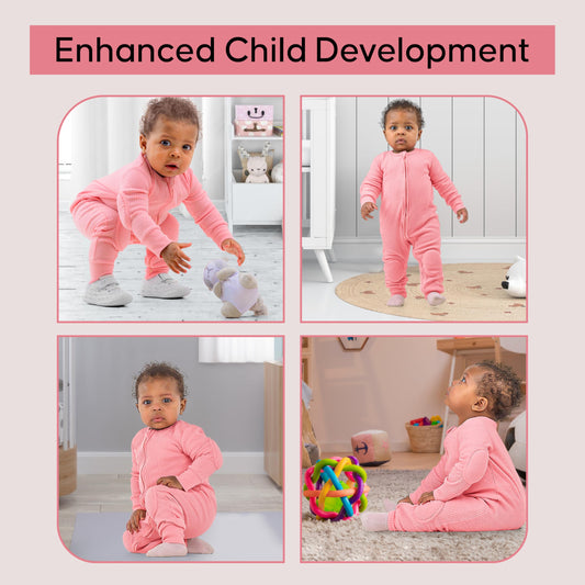 NurtureNauts® Padded Baby Romper, 100% Cotton, Elbow & Knee Pads, 2-Way Zipper for Crawling & Walking 18-24M