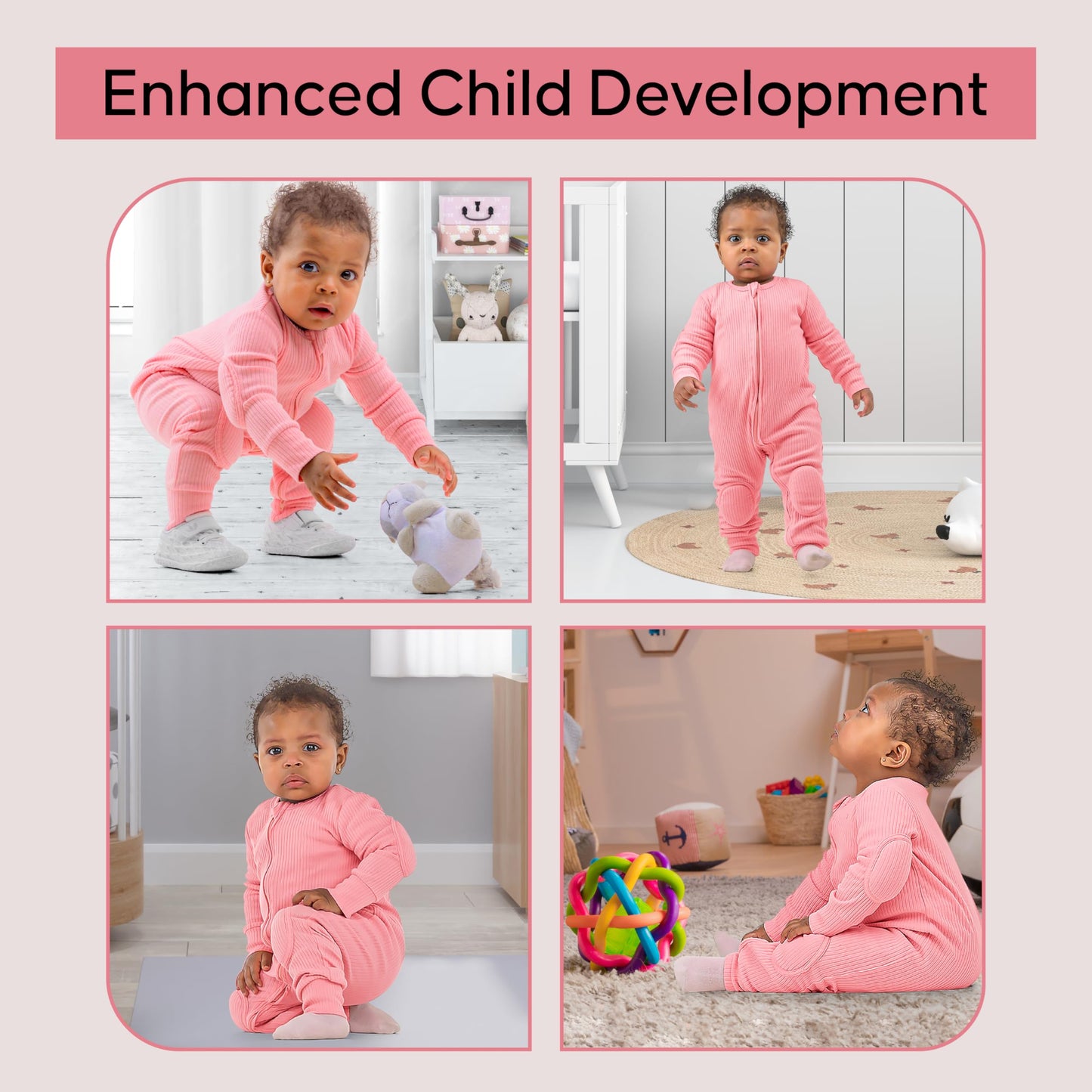 NurtureNauts Cotton Baby Romper – Double Zipper, Safety Pads, Light Pastel Purple (9-12 Months)