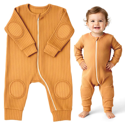 NurtureNauts lightweight rayon blend padded baby romper in Sunshine Yellow