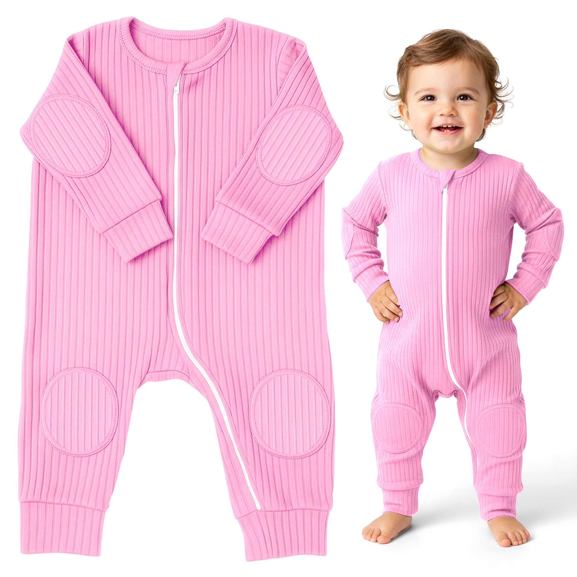 Pastel Purple NurtureNauts padded baby romper with knee and elbow cushioning