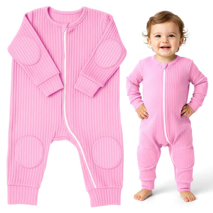 Pastel Purple NurtureNauts padded baby romper with knee and elbow cushioning