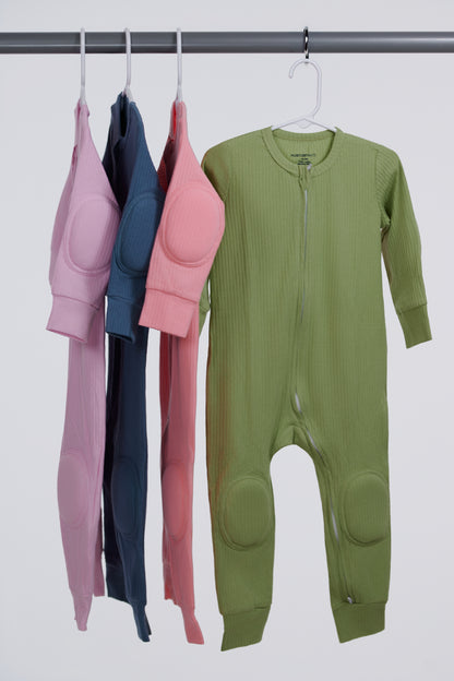NurtureNauts® Padded Baby Romper, 100% Cotton, Elbow & Knee Pads, 2-Way Zipper for Crawling & Walking 18-24M