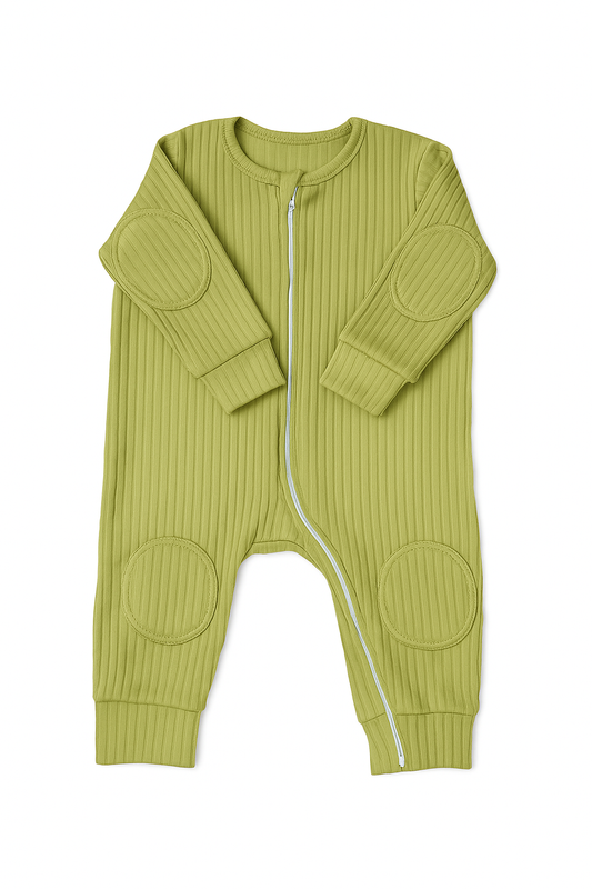 NurtureNauts Romper and Non Slip Sock Bundle (Pastel Green 9-12 month)