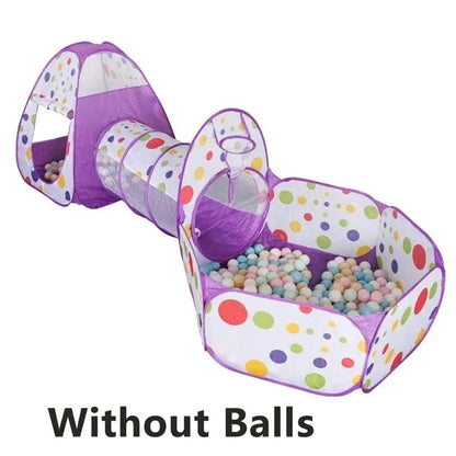 3-in-1 Kids Play Tent with Tunnel & Ball Pit — Foldable, Water-Resistant (Ages 3–6)