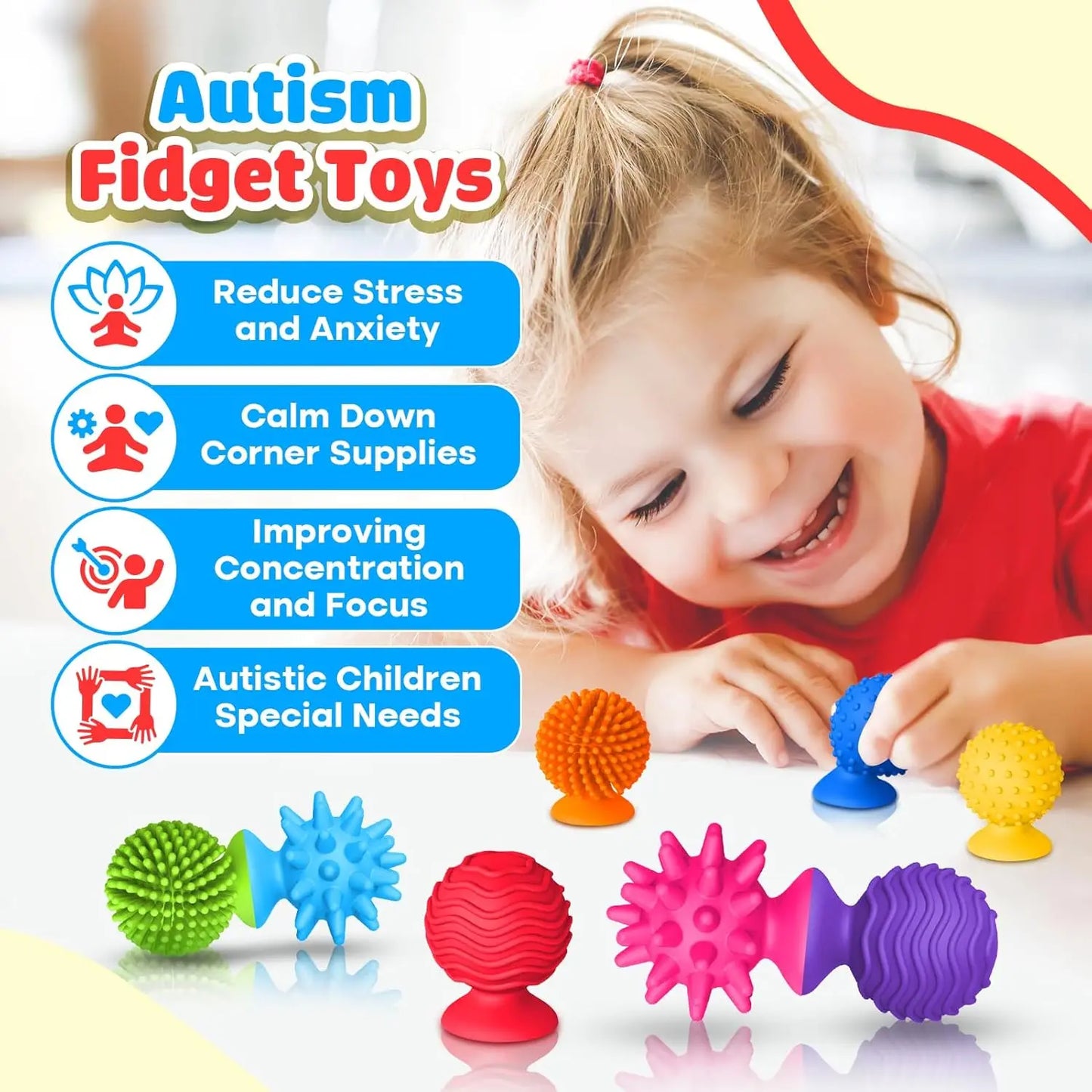 8 Pack Sensory Soft Silicone Toys Bath Time Fun