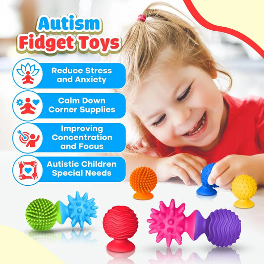 8 Pack Sensory Soft Silicone Toys Bath Time Fun