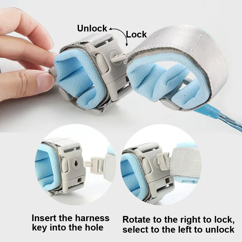 Children’s Anti-Lost Safety Rope – Adjustable Baby Walking Wristband with Metal Chain