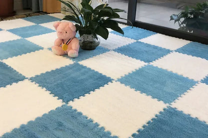 Warm Plush Floor Tiles – Interlocking Play Mat Puzzle Carpet for Babies, Kids, Pets & Exercise Areas