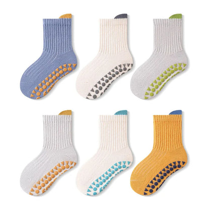 3 Pairs Kids Cotton Socks for Boys And Girls Cute Comfortable Breathable Non-Slip Floor Socks for Baby Toddlers