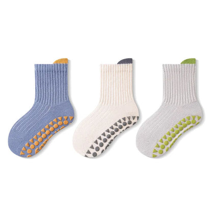 3 Pairs Kids Cotton Socks for Boys And Girls Cute Comfortable Breathable Non-Slip Floor Socks for Baby Toddlers