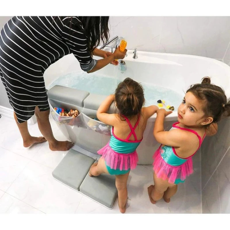 Bath Kneeler and Elbow Rest Pad Set 1.5" Thick Kneeler with Toy Organizer Anti-Slip Cozy Knee Arm Support Quick Dry Kneeling Pad