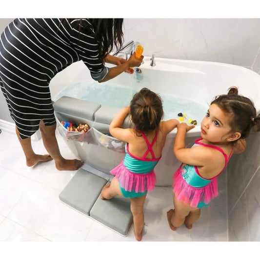 Bath Kneeler and Elbow Rest Pad Set 1.5" Thick Kneeler with Toy Organizer Anti-Slip Cozy Knee Arm Support Quick Dry Kneeling Pad
