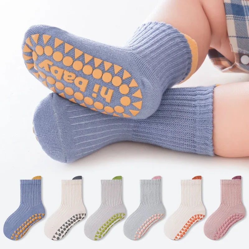 3-Pack Kids Non-Slip Breathable Cotton Floor Socks