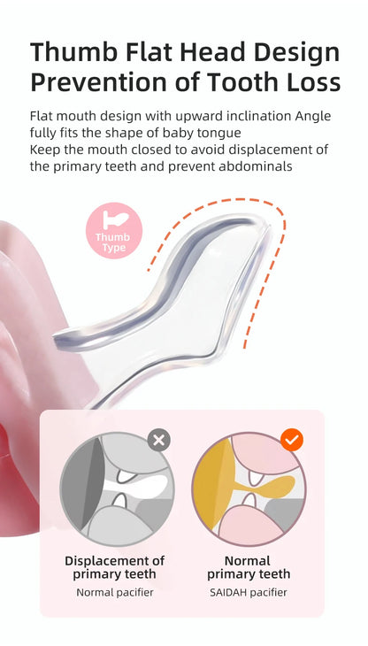 Premium Cartoon Silicone Baby Pacifier with Storage Box – Thumb Shape Soother for Newborns &amp; Toddlers