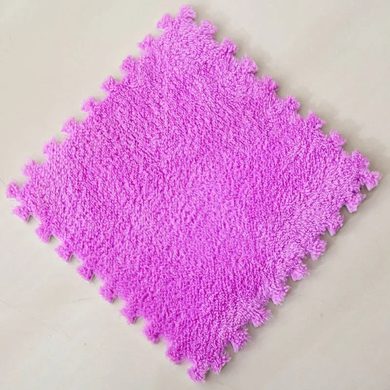 Warm Plush Floor Tiles – Interlocking Play Mat Puzzle Carpet for Babies, Kids, Pets & Exercise Areas
