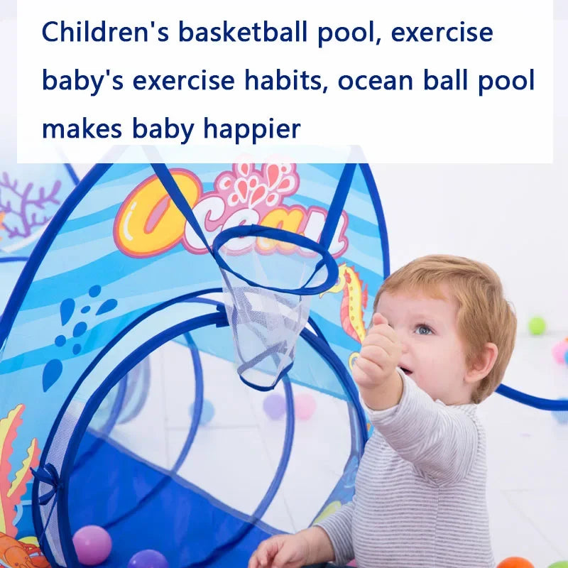 3-in-1 Kids Play Tent with Tunnel & Ball Pit — Foldable, Water-Resistant (Ages 3–6)