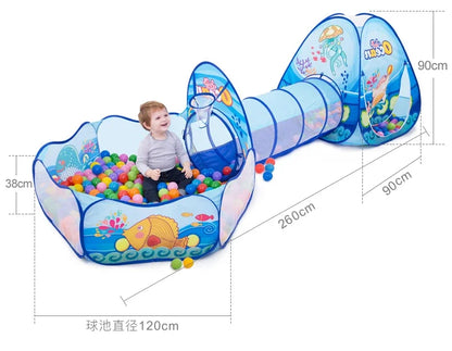 3-in-1 Kids Play Tent with Tunnel & Ball Pit — Foldable, Water-Resistant (Ages 3–6)
