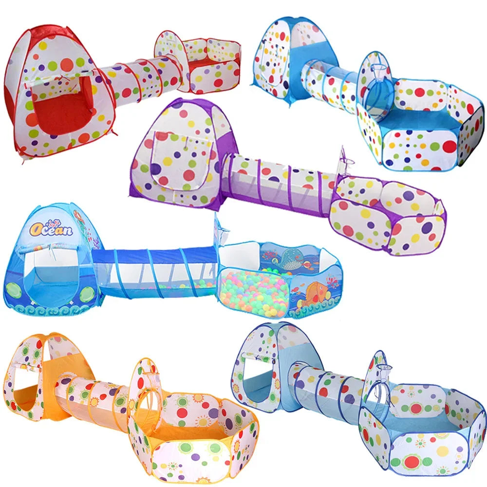 3-in-1 Kids Play Tent with Tunnel & Ball Pit — Foldable, Water-Resistant (Ages 3–6)