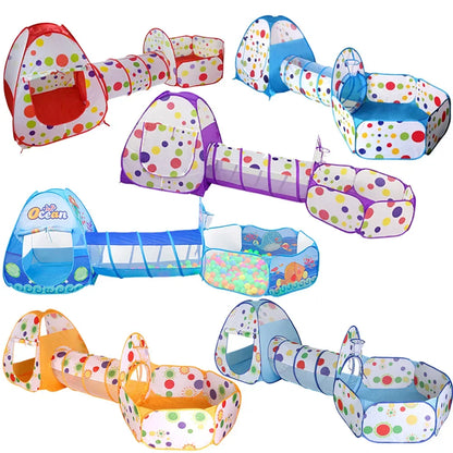 3-in-1 Kids Play Tent with Tunnel & Ball Pit — Foldable, Water-Resistant (Ages 3–6)