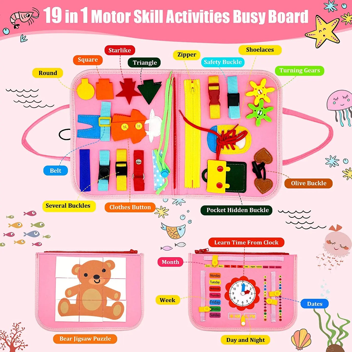 Sensory Tactile Math Developmental Education Toy Montessori Busy Board Life Skills Fine Motor Learning Activities Toys for Kids