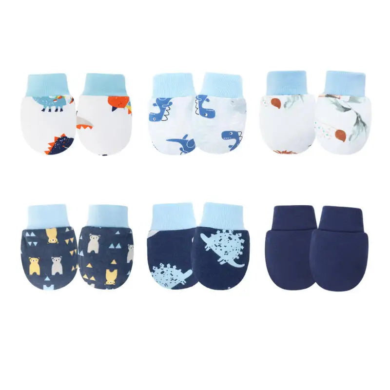 12pcs Baby Mittens for Girls Boys Cartoon Printed Protection Nice and Soft For Crawler