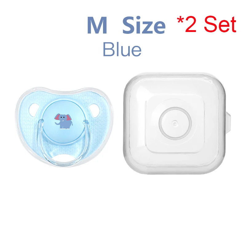 Premium Cartoon Silicone Baby Pacifier with Storage Box – Thumb Shape Soother for Newborns &amp; Toddlers