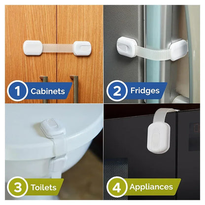 Multi-Use Baby Safety Locks — Cabinets, Drawers, Appliances & More (ABS + TPE, 3M Adhesive)