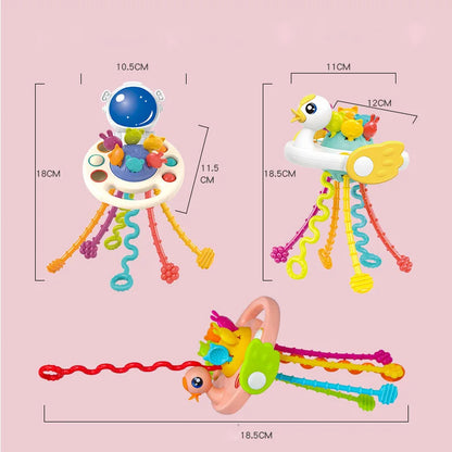 7-in-1 Montessori Baby Toys for 0-3 Years | Sensory Shape Sorter; Pull String Educational Game for Infants and Toddlers