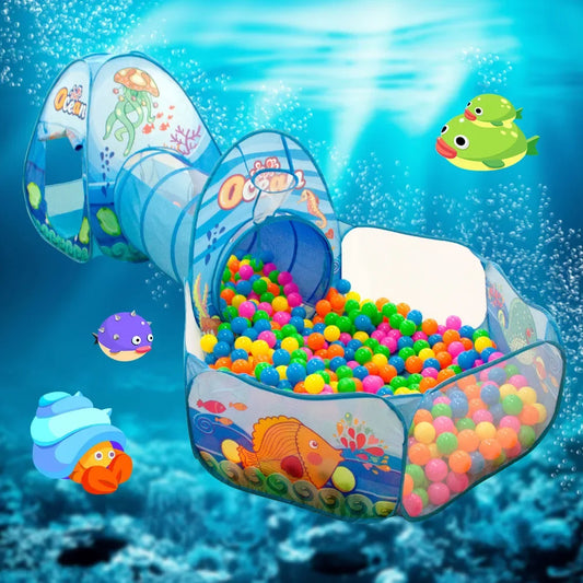 3-in-1 Kids Play Tent with Tunnel & Ball Pit — Foldable, Water-Resistant (Ages 3–6)