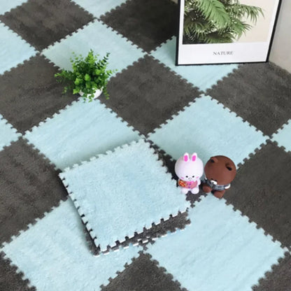 Warm Plush Floor Tiles – Interlocking Play Mat Puzzle Carpet for Babies, Kids, Pets & Exercise Areas