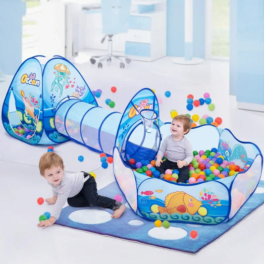 3-in-1 Kids Play Tent with Tunnel & Ball Pit — Foldable, Water-Resistant (Ages 3–6)
