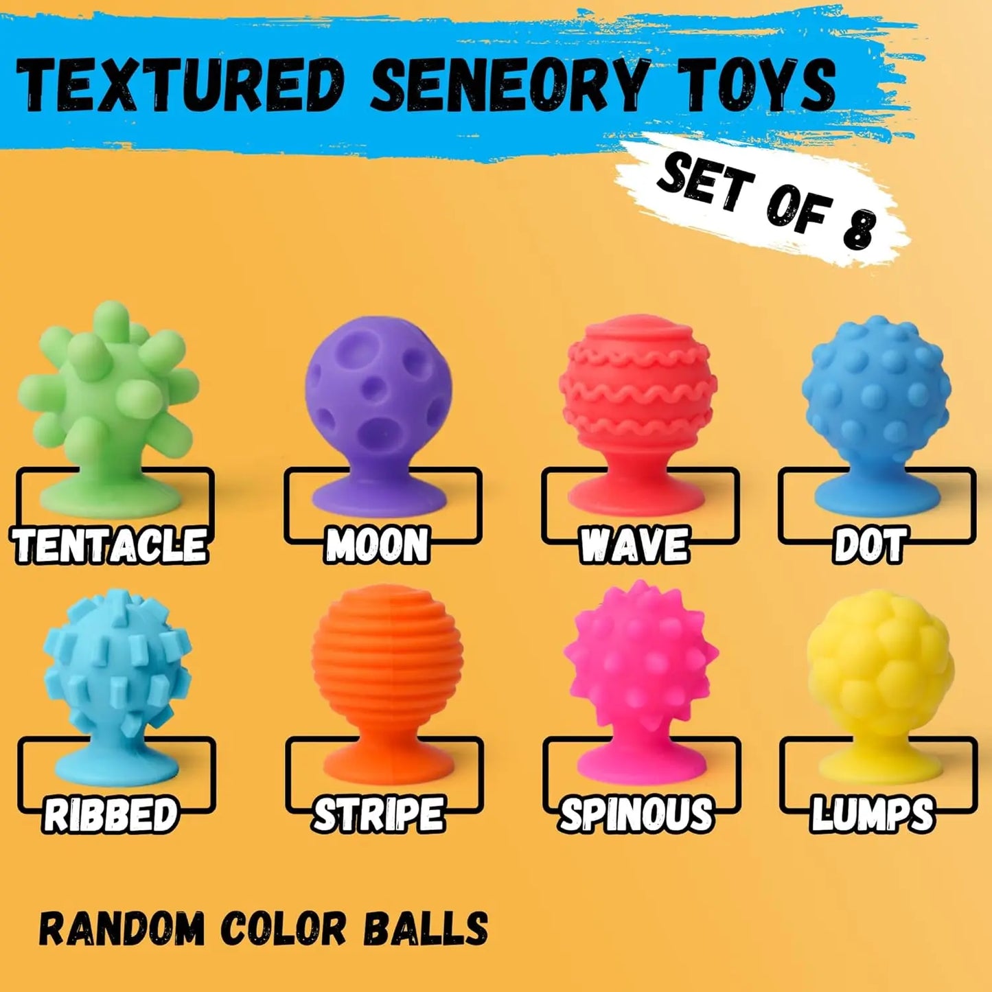 8 Pack Sensory Soft Silicone Toys Bath Time Fun