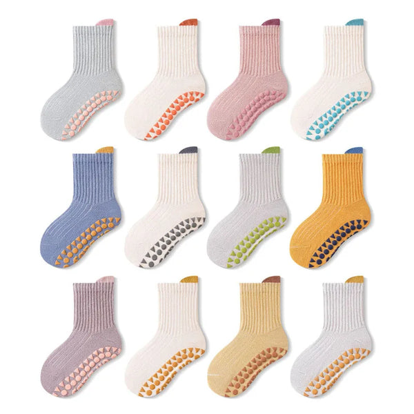 3 Pairs Kids Cotton Socks for Boys And Girls Cute Comfortable Breathable Non-Slip Floor Socks for Baby Toddlers