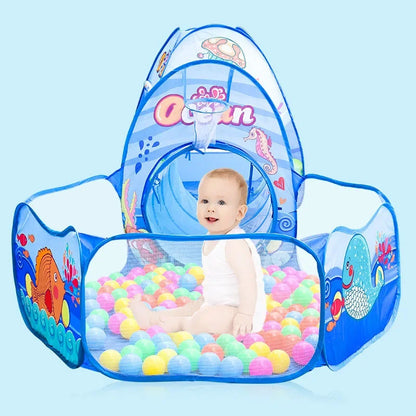 3-in-1 Kids Play Tent with Tunnel & Ball Pit — Foldable, Water-Resistant (Ages 3–6)
