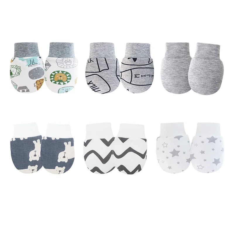 12pcs Baby Mittens for Girls Boys Cartoon Printed Protection Nice and Soft For Crawler