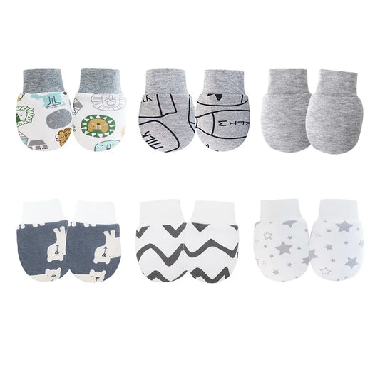 12pcs Baby Mittens for Girls Boys Cartoon Printed Protection Nice and Soft For Crawler